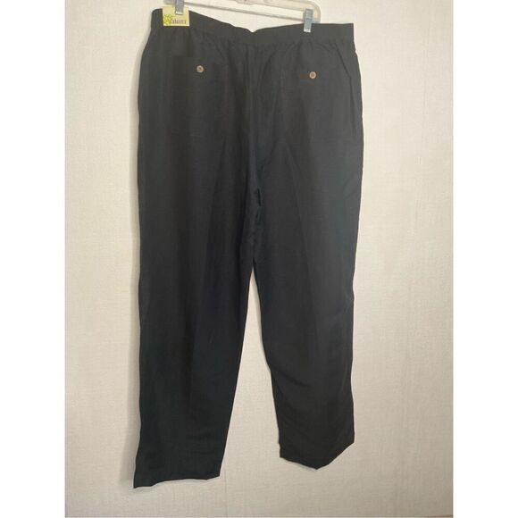 CUBAVERA MEN’S LINEN-BLEND CORE DRAWSTRING PANTS JET BLACK size XL(40-42) - Picture 3 of 14
